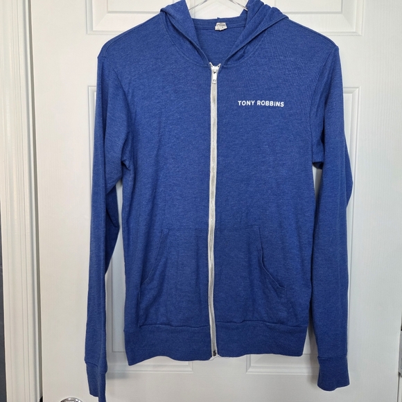Tony Robbins “Live With Passion” Blue Full Zip Hoodie Men's Size Medium - Picture 1 of 11
